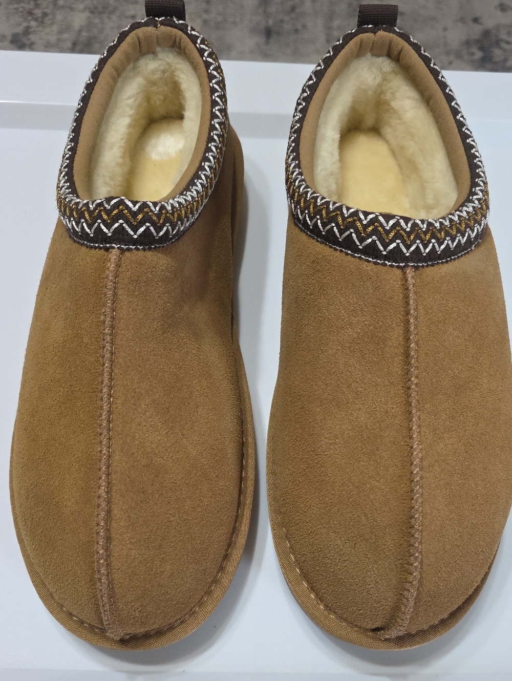 Men's Tan Suede Slip-On Shearling-Lined Loafers
